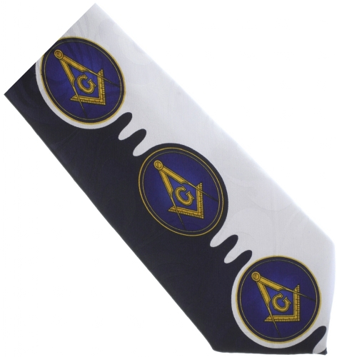 Blue Square & Compass Wave Tie Blue Square & Compass Wave Tie