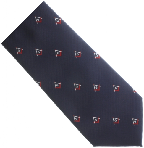 Navy Blue / Red Square & Compass Tie