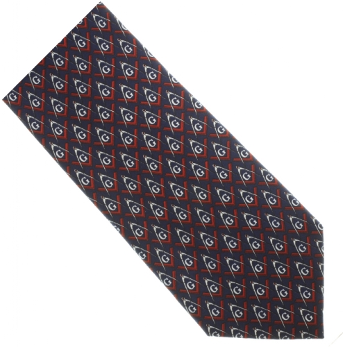 Navy Blue / Red Silk Masonic Tie