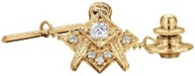 Jeweled Square & Compass Tie Pin