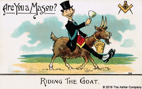 Are you a Mason? Riding the Goat Postcard