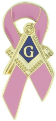Square & Compass Pink Ribbon Lapel Pin Model # 357760