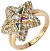Jeweled Eastern Star Ring