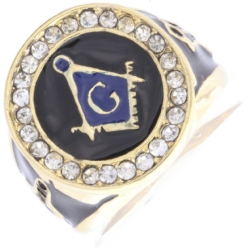 Jeweled Square & Compass Ring
