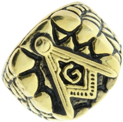 Gold Tone Masonic Nugget Ring
