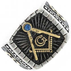 Two Tone Master Mason Jeweled Ring