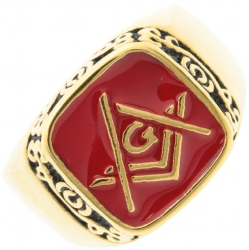 Gold Tone Fancy Masonic Ring