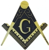 Gold Tone Square & Compass Cut Out Auto Emblem Model # 357535