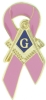 Square & Compass Pink Ribbon Lapel Pin